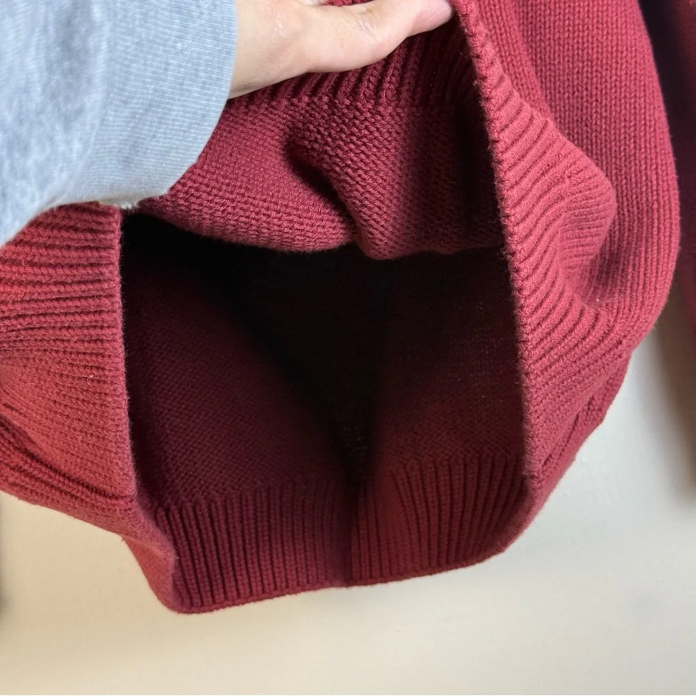 Reel Legends Men‎ Maroon V-Neck Sweater Fisherman 100% Cotton Ribbed Knitwear XL